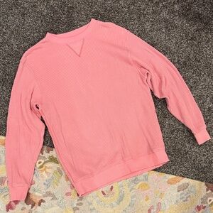 Aerie Coral Waffle Knit Sweatshirt